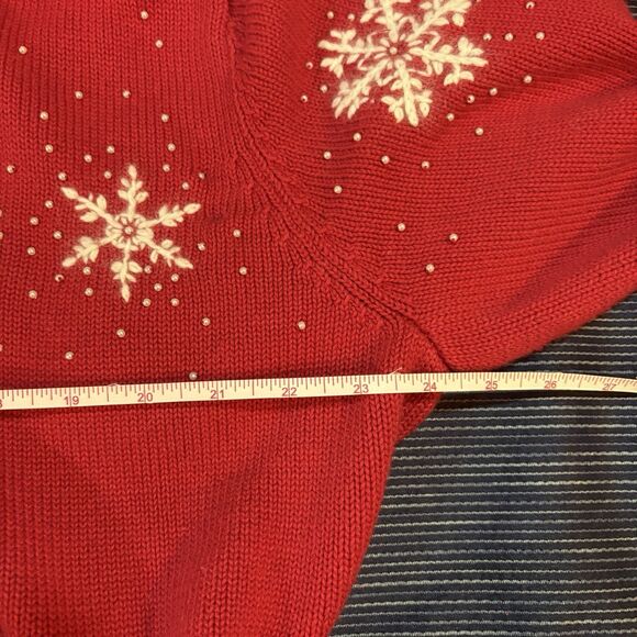 Quacker Factory Sweater Women 3X Zip Red Snowflake Fleece Trim Holiday Festive - Picture 9 of 11